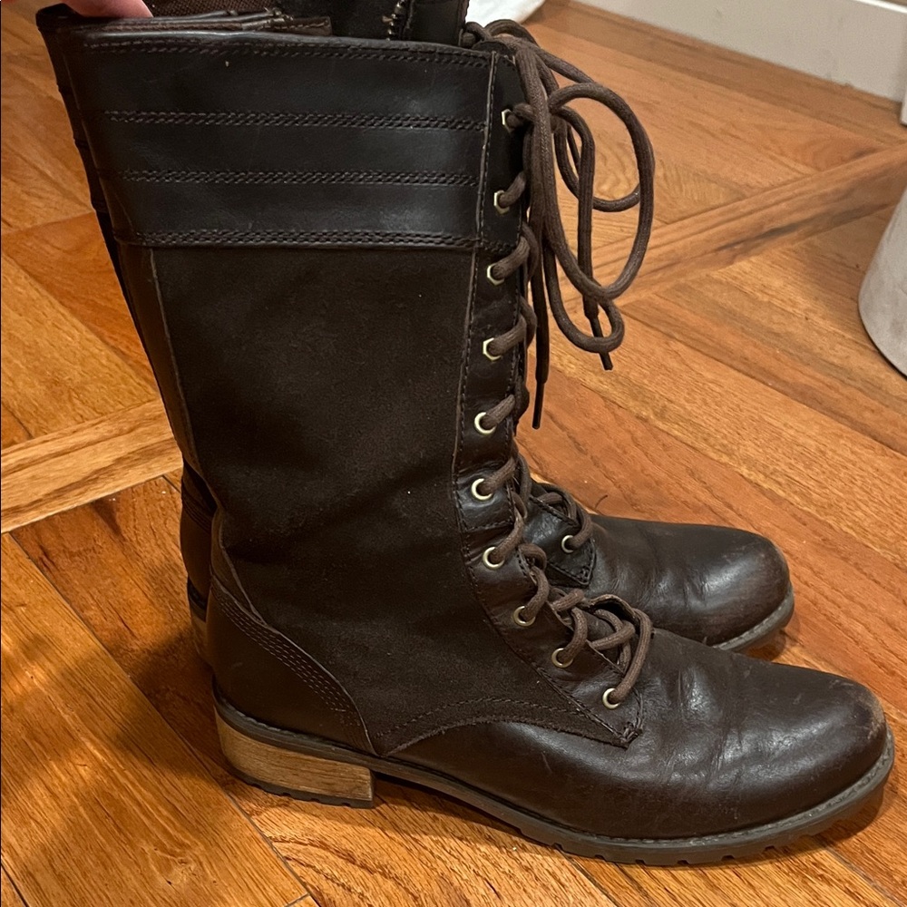 Timberland Dark Brown Leather Lace-Up Boots